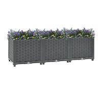 Cosisti Lit Surélevé Jardinière d'Extérieur Carré, Potager sur Pied, Bac Jardiniere Exterieur, Balcon - Polypropylène Gris Foncé - 120 x 40 x 38 cm