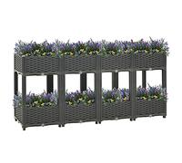 Cosisti Lit Surélevé Jardinière d'Extérieur lit de Jardin surélevé Carré Potager,Potager sur Pied,bac Jardiniere Exterieur,Potager Balcon Polypropylène-Gris foncé-160 x 40 x 71 cm