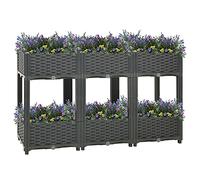 Cosisti Lit Surélevé Jardinière d'Extérieur lit de Jardin surélevé Carré Potager,Potager sur Pied,bac Jardiniere Exterieur,Potager Balcon Polypropylène-Gris foncé-120 x 40 x 71 cm