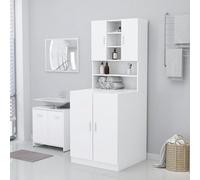 Cosisti Meuble pour Machine à Laver - Meuble de Rangement pour Salle de Bain - Blanc - 71.5 x 71.5 x 91.5 cm