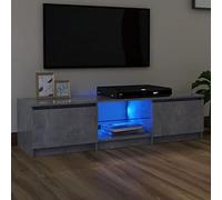Cosisti Meuble TV LED Banc TV Meuble TV avec Rangement Meuble TV Bois Meuble TV Chambre Table TV Meuble de Tele Éclairage LED RGB avec Couleur réglable -Gris béton-140 x 40 x 35.5 cm