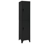 Cosisti Vestiaire Metallique avec 2 Compartiments Casier vestiaire Metallique Armoire de Rangement métal Armoire Metallique Vestiaire Casier de Rangement Acier-Noir-avec 2 casiers