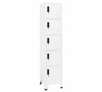 Cosisti Vestiaire Metallique avec 5 Compartiments Casier vestiaire Metallique Armoire de Rangement métal Armoire Metallique Vestiaire Casier de Rangement Acier-Blanc-avec 5 casiers