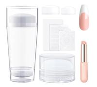 COSITTE Tampon French Tip Stamp, French Manicure Kit Nail Stamp pour French Manicure Home DIY Salon de Ongles avec Coussin en Silicone et Brosse à Ongles en Silicone
