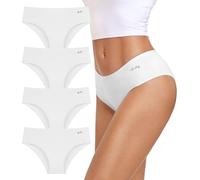 coskefy Lot de 4 culottes hipster en coton doux et extensible pour femme, blanc, Large