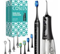 COSLUS Brosse à dents électrique avec hydropulseur buccal, noir