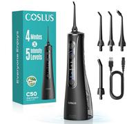 COSLUS Hydropulseur portable pour dents : 4 modes et 5 niveaux d'intensité - médiator dentaire électrique professionnel pour gencives sensibles, appareils orthodontiques et orthodontiques - Sans fil