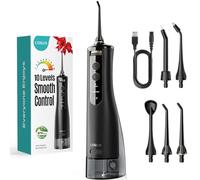 COSLUS Irrigateur oral sans fil 2025 amélioré électrique Hydropulseur:10 niveaux de contrôle doux,300 ml portable rechargeable Dentaire flosser, étanche flosser Vainqueur du Test