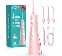 COSLUS Jet Dentaire Hydropulseur Irrigateur Oral: Pression 20 mm, IPX7 étanche, Technologie Anti-éclaboussures, 4 Modes, 5 Niveaux d'Intensité, Idéal pour bucco-dentaire et voyage,Rose Brillant,C50
