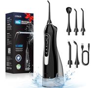 COSLUS Jet Dentaire Hydropulseur Portable 300 ML Sans Fil Irrigateur Dentaire Rechargeable Hydropulseur Dentaire Double Débit d'eau Water Oral Flosser Étanche IPX7 Pour La Maison et Les Voyages Noir