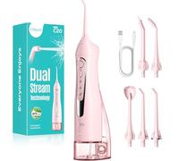 COSLUS Jet Dentaire Hydropulseur Portable 300 ML Sans Fil Irrigateur Dentaire Rechargeable Hydropulseur Dentaire Double Débit d'eau Water Oral Flosser Étanche IPX7 Pour La Maison et Les Voyages Rose