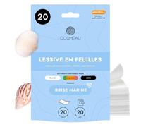 Cosmeau Lessive en Feuilles - Brise Marine - Jusqu’à 20 Lavages (20 Feuilles) - Détergent pour le Blanc, les Couleurs et les Noirs - Sans Plastique, Biodégradable et Parfait Comme Détergent de Voyage.