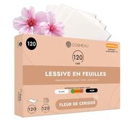 Cosmeau Lessive en Feuilles - Fleurs de Cerisier - Jusqu’à 120 Cycles de Lavage (120 Feuilles) - pour le Blanc, les Couleurs et les Noirs - Sans Plastique & Parfait Comme Détergent de Voyage.