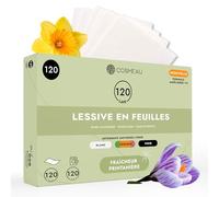 Cosmeau Lessive en Feuilles - Fraîcheur Printanière - Jusqu’à 120 Cycles de Lavage (120Feuilles) - pour le Blanc, les Couleurs et les Noirs - Sans Plastique & Parfait Comme Détergent de Voyage.