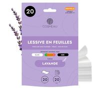 Cosmeau Lessive en Feuilles - Lavande - Jusqu’à 20 Lavages (20 Feuilles) - Détergent pour le Blanc, les Couleurs et les Noirs - Biodégradable et Parfait comme Détergent de Voyage