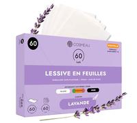 Cosmeau Lessive en Feuilles - Lavande - Jusqu’à 60 Cycles de Lavage (60 Feuilles) - pour le Blanc, les Couleurs et les Noirs - Biodégradable & Parfait comme Détergent de Voyage