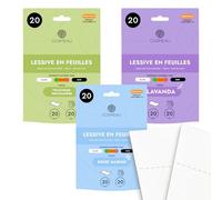 Cosmeau Lessive en Feuilles Mix Pack - Jusqu’à 60 Cycles de Lavage (30 Feuilles) - pour le Blanc, les Couleurs et les Noirs - Biodégradable & Parfait comme Détergent de Voyage