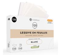 Cosmeau Lessive en Feuilles pour le Linge Blanc - Fraîcheur Printanière - Jusqu’à 120 Cycles de Lavage (60 Feuilles) - Sans Plastique, Biodégradable & Parfait Comme Détergent de Voyage.