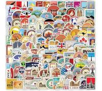 Cosmeria Autocollants de Valise, Pack de 200 Stickers de Voyage avec Monuments célèbres, Stickers en Vinyle Imperméables pour Valises, Bouteilles d'eau, Ordinateurs Portables & plus