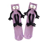 Cosmeria Chaussettes amusantes pour enfants avec mains magnétiques en coton Cadeaux créatifs pour garçons et filles de 3 à 13 ans, 1 paire, Violet, L