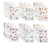 Cosmeria Floral-Themed Rub-On Sticker Set, Plus de 500 Designs sur 36 Feuilles, Stickers Floraux en Plastique Transparent de Haute Qualité pour Scrapbooking, Bullet Journal et Plus