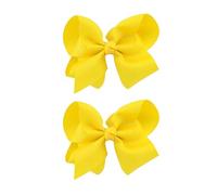 Cosmeria Lot de 2 nœuds à cheveux jaunes pour filles, faits à la main, en gros-grain avec pinces alligator, parfaits pour la maternelle et les idées cadeaux