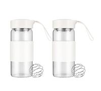 Cosmeria Shaker Glas, 16oz Shaker sans BPA inodore avec passoire intégrée et bille mélangeuse en acier 304 pour fitness & shakes protéinés, étanche (Blanc - Lot de 2)