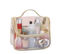 Cosmetic Bags Clear PVC Zipper Bag Women Beauty Makeup Organizer Transparent Travel Pouch Toiletry Wash Storage Convient au Shopping, aux Voyages, aux Rencontres(Gold)