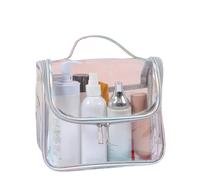 Cosmetic Bags Clear PVC Zipper Bag Women Beauty Makeup Organizer Transparent Travel Pouch Toiletry Wash Storage Convient au Shopping, aux Voyages, aux Rencontres(Sliver)