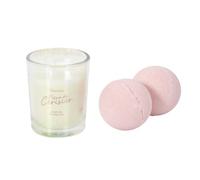 COSMETIC CLUB Lot de 2 Coffrets Bougie et Bombes de Bain Cerisier Rose | Lot de 2 coffrets, bougie et bombes de bain, parfum fleur de cerisier, détente, rituel beauté, idée cadeau, rose