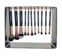 COSMETIC CLUB - SC0664 Lot de 11 Pinceaux Maquillage - Design Magnétique avec Support Noir Rose, Poils Synthétiques Doux, Application Précise, Facile à Nettoyer