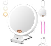 Cosmetic Mirror With Lighting, 1x/10x Magnifying Mirror With Light, Double-Sided Makeup Mirror With 3 Colors, Dimmable Led Magnifying Mirror, Cosmetic Mirror