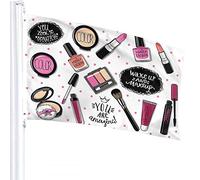 Cosmetic Set Flag 3x5 FT Nail Polish Lipstick Eye Shadows Brush Powder Lip Gloss Makeup Outdoor Flags Large Welcome Yard Banners Home Garden Yard Lawn Decor