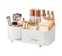Cosmetic Storage Organizer, Desktop Box with Drawers for Makeup Brushes, Eyeliner, Lipstick, Lotion, and Nail Polish, Stylish Rotating Storage Rack for Vanity, Bathroom, Or Desk