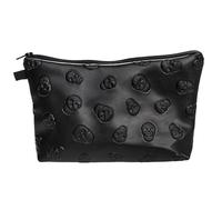 Cosmetic Toiletry Bag| Women's Skull Bag| Waterproof Portable Soft| Ideal for Transporting Cosmetics, Toiletries, Travel, Date Etc, Black, Fashions| PU Leather| Holidays Or Everyday Use
