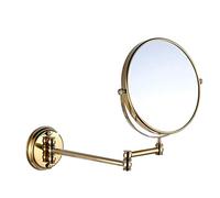 Cosmetic Vanity Mirror Bathroom Wall-Mounted Round Base 8 inch Beauty Mirror 3X Magnifying Mirror Bathroom Wall Folding Telescopic Mirror LED Vanity Mirror Lights