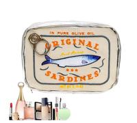 Cosmetics Bag | Toiletry Travel Pouch Cosmetics Organizer Bag | Funny Canned Sardine Design Aesthestic Storage Basg for Sskincare, Eye Shadow, Shampoo