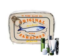 Cosmetics Bag, Toiletry Travel Pouch, PU Leather Cosmetics Organizer Bags, Funny Canned Sardine Design, Aesthetic Storage Bag for, Eye Shadow, Shampoo, and Travels Essentials, 15.5x11x4.5cm