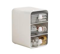 Cosmetics Storage Boîte 3 Drawer Desktop Organizer Makeup Bureau Organisateur de rangement Coute de rangement Dormitory Plastique Accessoires de beauté Student Beauty (Petit lapin blanc)