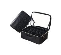 Cosmetics Travel Bag， Trousse de Maquillage Portable Grande capacité brodée, boîte de Rangement cosmétique avec Miroir Inclus ，Large-Capacity Makeup Bag(Black Small Size)