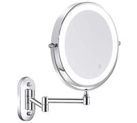 Cosmétique mural pour salle de bain avec éclairage LED rotatif pliable et grossissant 1X / 5X
