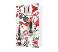 Cosmétique Rouge à Lèvres Parfum Art Impression Verticale Amour Boucle Papier Perle Carte de Voeux Vacances avec Enveloppes pour Amis Famille