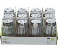 Cosmétiques & Trendy Salière - Pack de 12 - Idéal pour la gastronomie et la cuisine - Verre et acier inoxydable