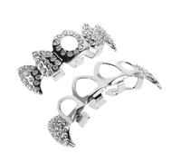 COSMEVIVI 1 Lot De Dents De Gril : Dents De Vampire Style Hip-hop En, Dents De Gril Décoratives En Métal Creux Avec Strass, Bijoux Pour Halloween Et Cosplay
