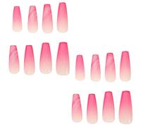 COSMEVIVI 1 lot de faux ongles roses ombrés à coller - Design dégradé French Manucure carrée pour femmes - Finition brillante, couvrance totale, facile à porter