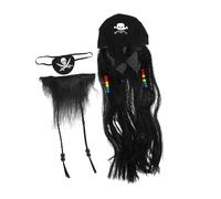 COSMEVIVI 1ensemble Déguisement De Pirate Pour Halloween Avec Perruque Barbe Fausse Et Cache-œil Accessoires De Cosplay Pour Fête Et Événements Thématiques