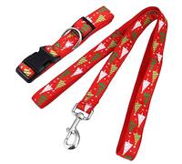 COSMEVIVI 1ensemble Laisse Et Collier De Noël pour Chien avec Bandana Ajustable pour Animaux De Compagnie Accessoire Festif pour Fêtes Photos De Noël