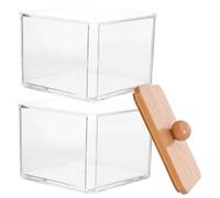 COSMEVIVI 1ensemble Organisateur Transparent à Deux Compartiments pour Coton Et Accessoires De Beauté Boîte De Rangement Pratique pour Salle De Bain Et Vanity