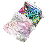 COSMEVIVI 2pièces Pochettes à Monnaie pour Femmes Portefeuille avec Fermeture à Pochettes à Sequins Mode Double Face Couleurs Multicolores
