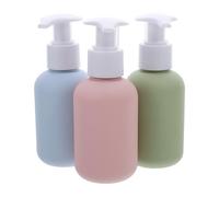 COSMEVIVI 3 Pièces Kit de Flacons de Voyage 100ml en Plastique Pompe Distributeur, Design Macaron Moderne, Réutilisable et Contrôle Précis du Dosage pour Salle de Bain et Déplacement